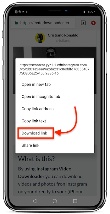 download instagram video android step 5